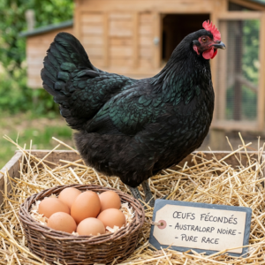 Œufs fécondés de poule pondeuse meilleure race Australorp noire
