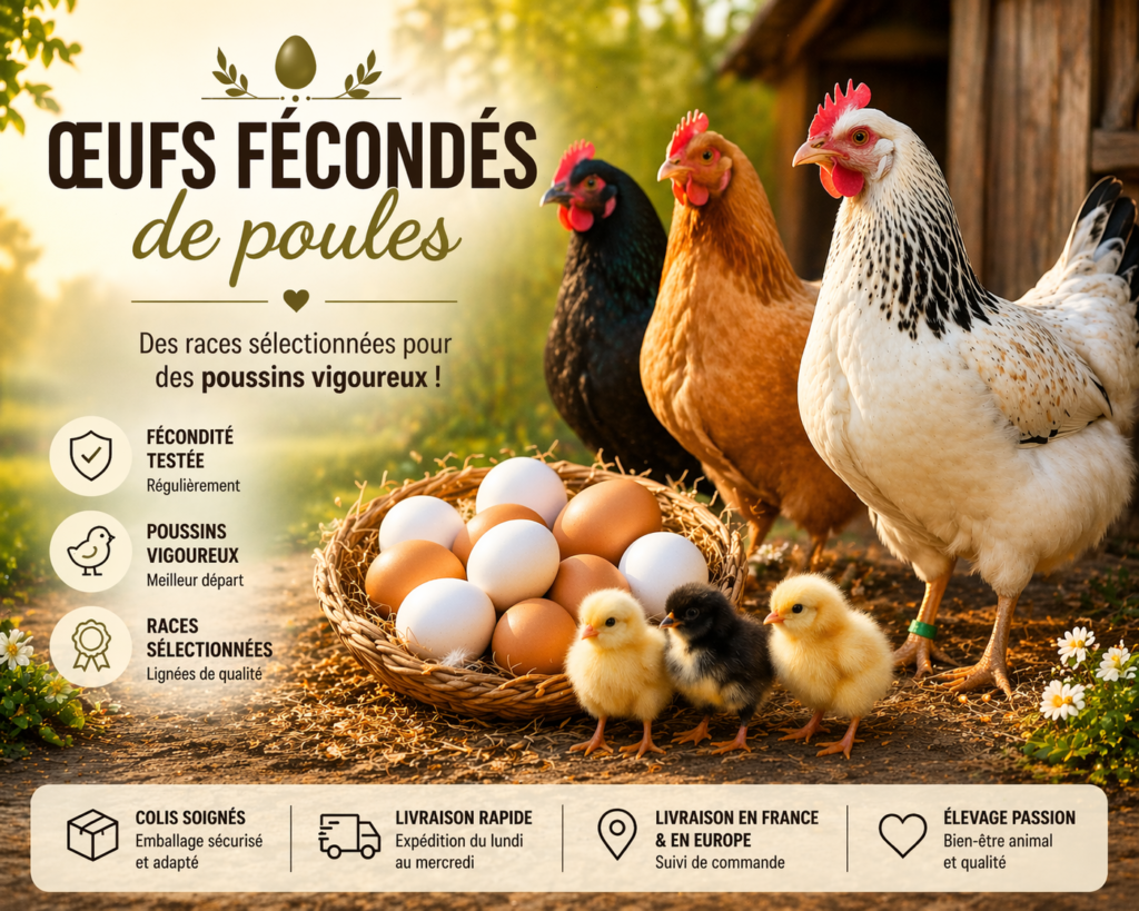 Accueil 1 Vente en ligne d'œufs fécondés de poules pondeuses.