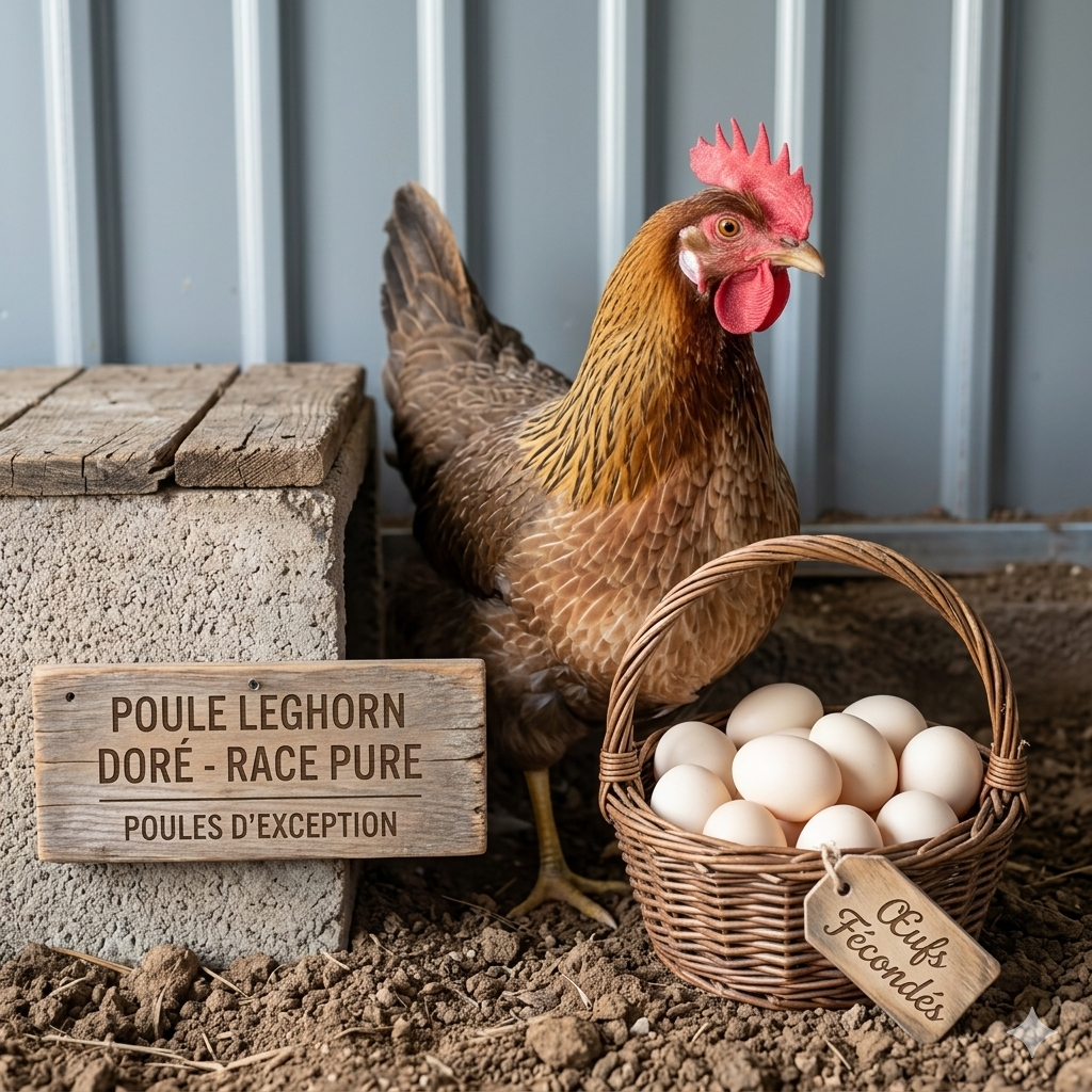 Œufs fécondés de poules pondeuses Leghorn Doré 1 Œufs fécondés poule pondeuse meilleure race leghorn doré