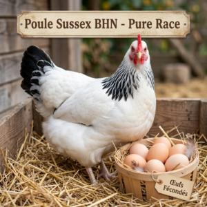 Œufs fécondés de poules pondeuses Sussex bhn